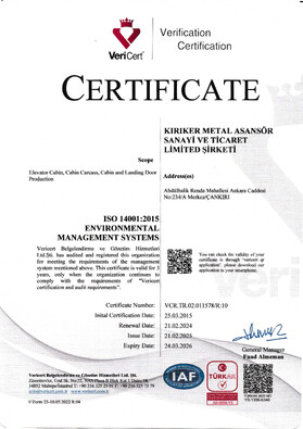 ISO 14001:2015 Çevre Yönetim Sistemi Sertifikası