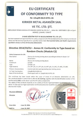 EU Certificate – LDsq09-0619-0566-25 (Annex IX, Modül C2)