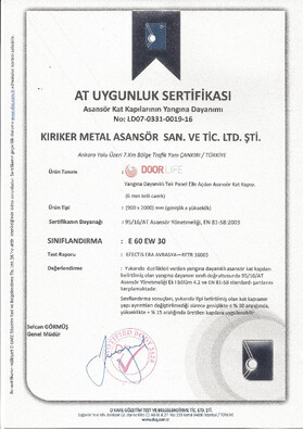 AT Uygunluk Sertifikası – Yangın Dayanımı – LD07-0331-0019-16